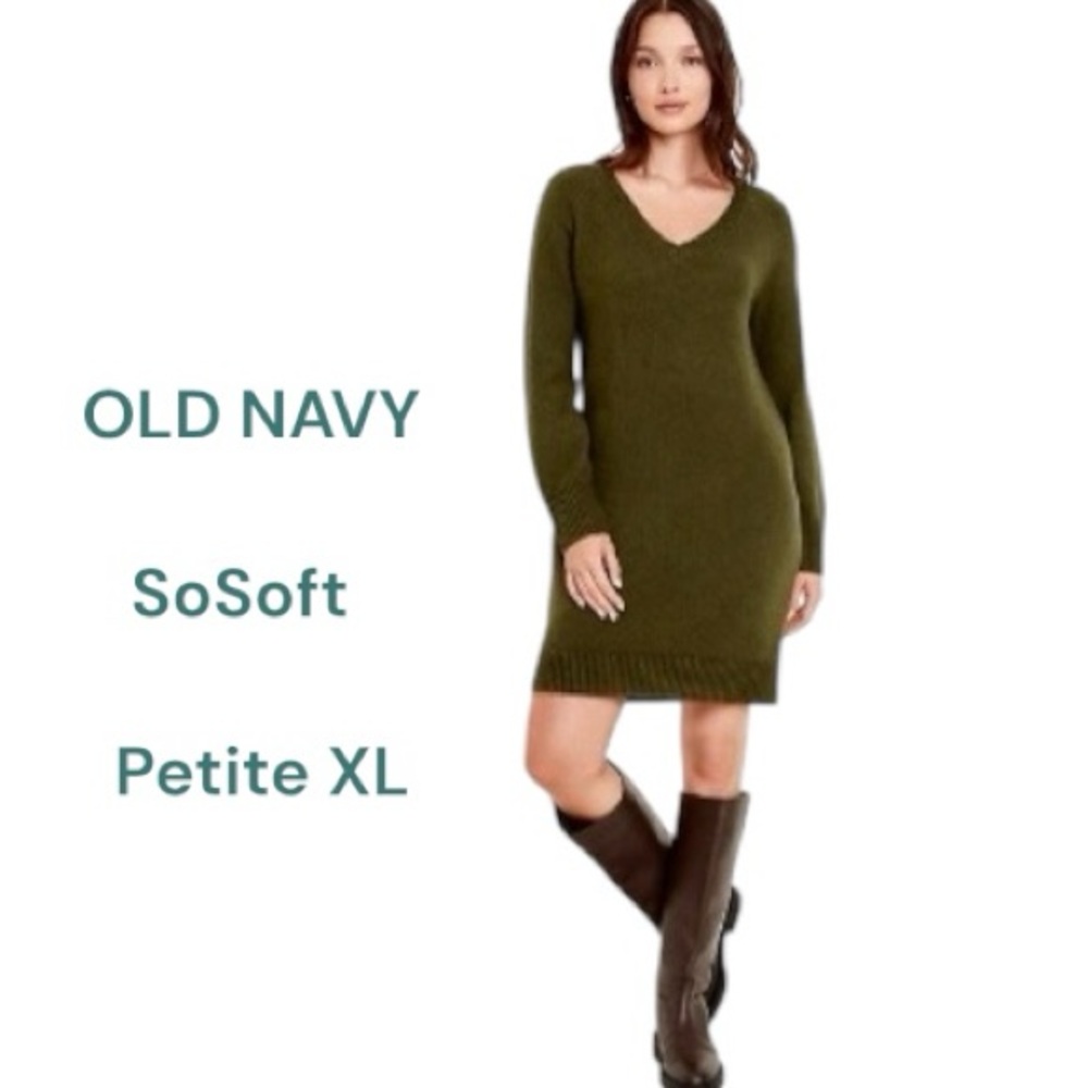 Old Navy Sweater Dress Mini SoSoft Green Size Petite XL